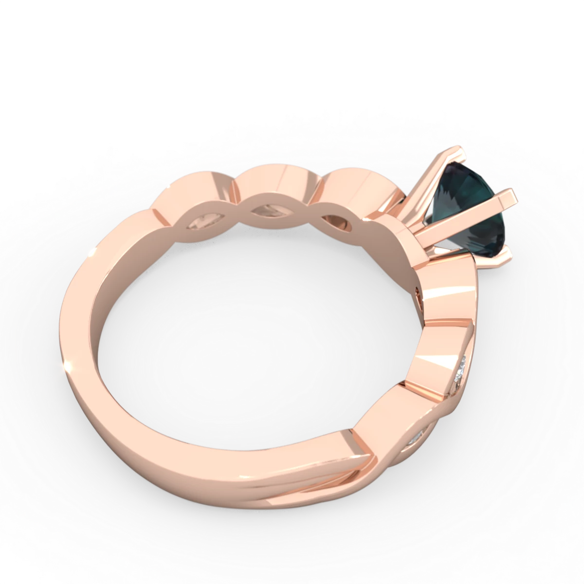 Alexandrite Infinity 6Mm Round Engagement 14K Rose Gold ring R26316RD