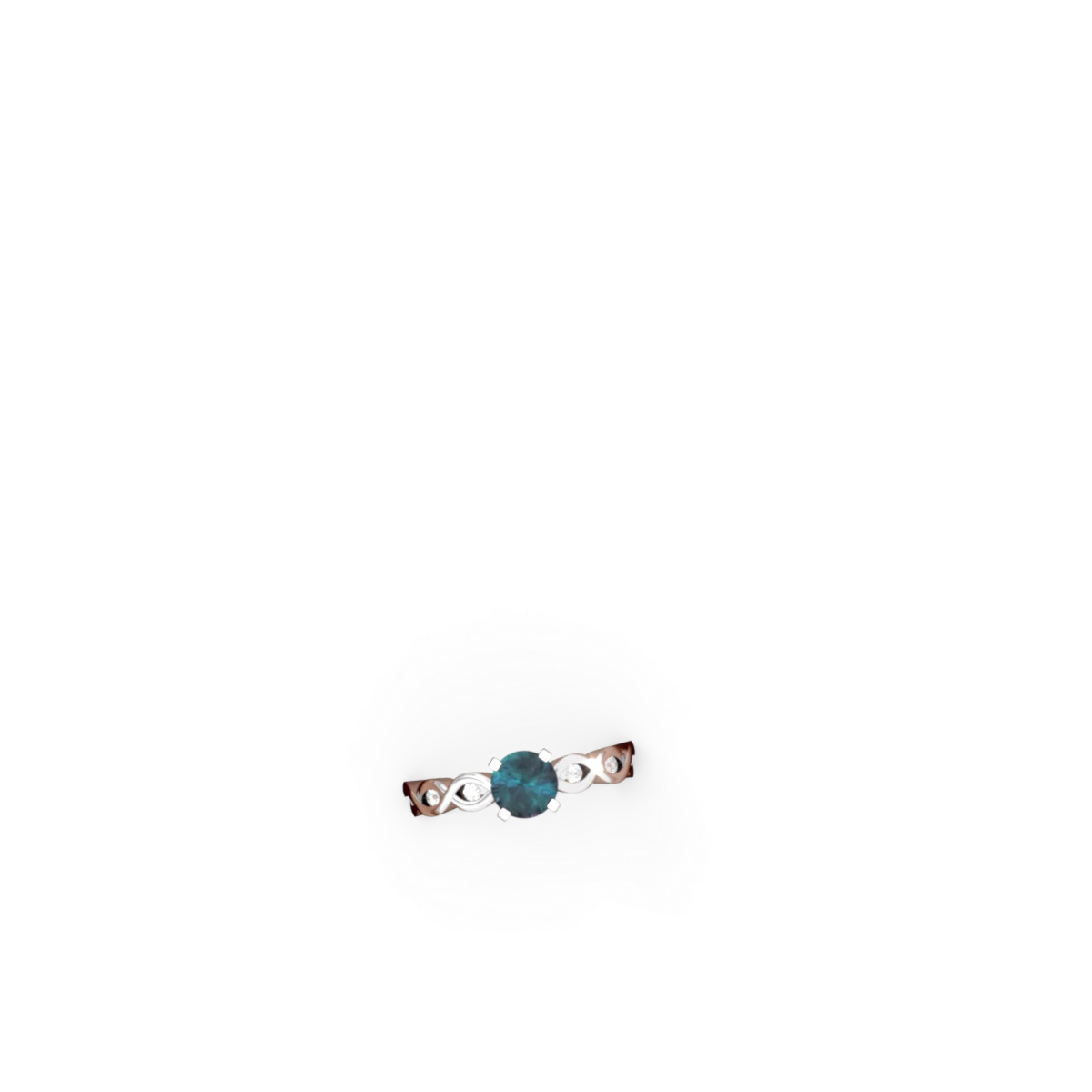 Alexandrite Infinity 6Mm Round Engagement 14K White Gold ring R26316RD