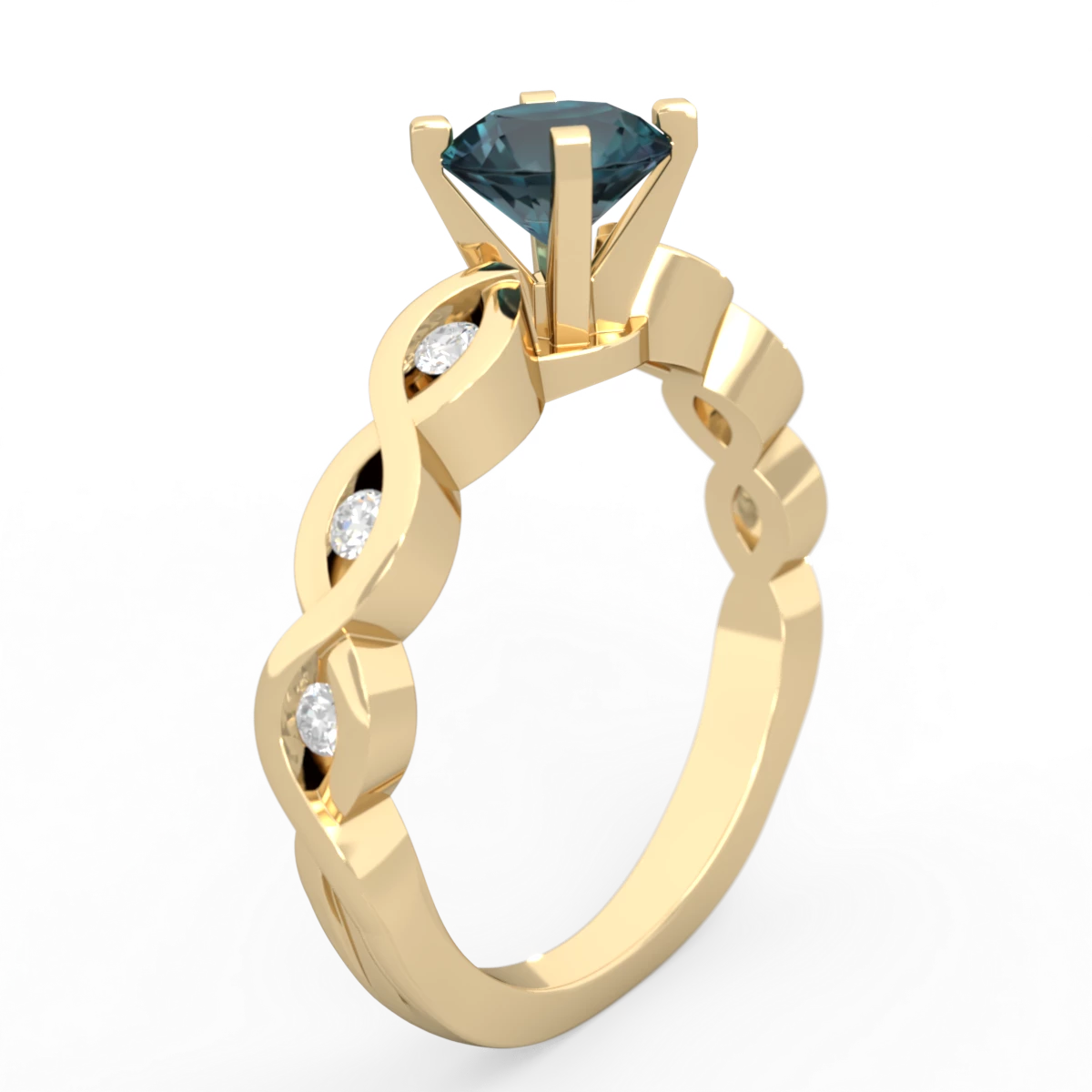 Alexandrite Infinity 6Mm Round Engagement 14K Yellow Gold ring R26316RD