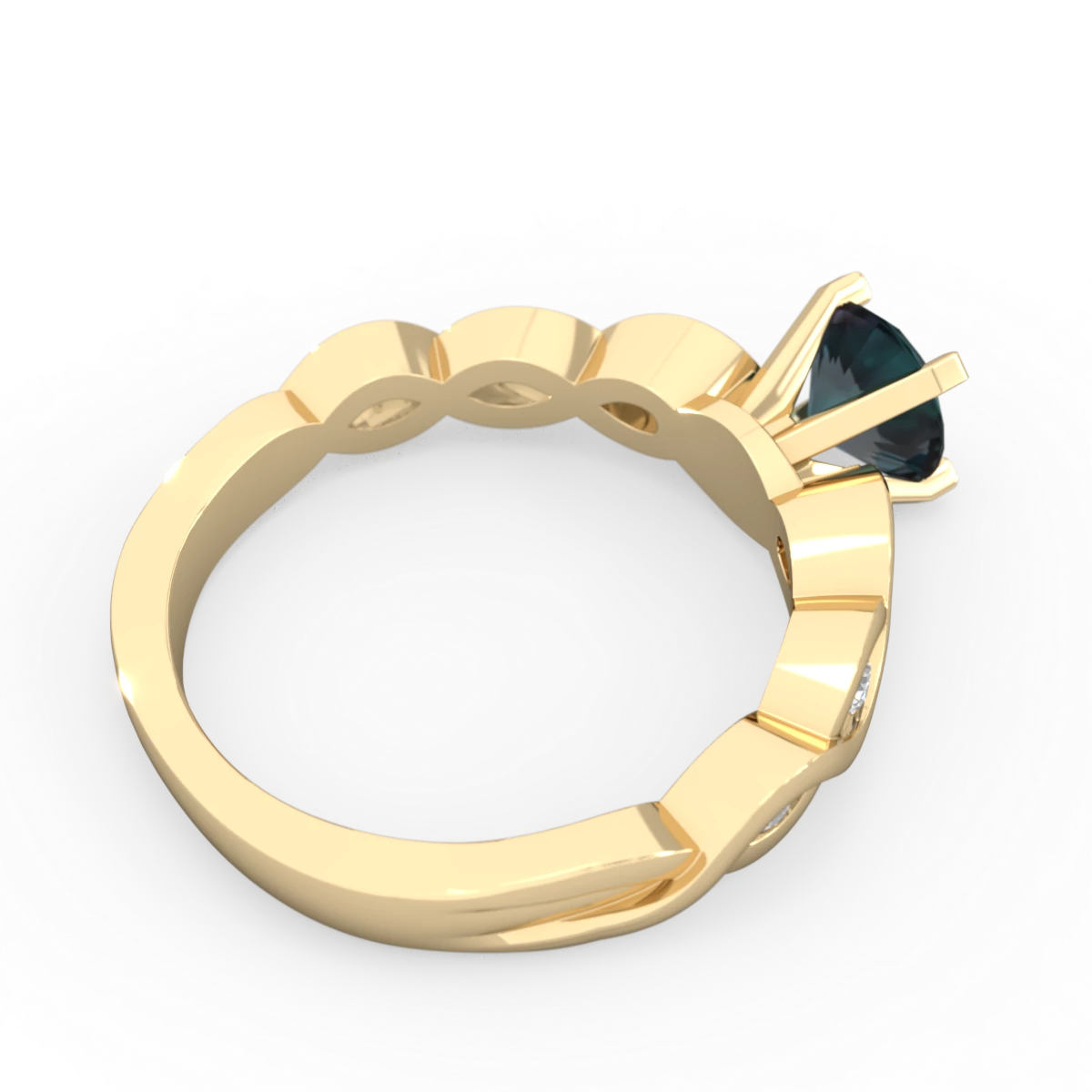 Alexandrite Infinity 6Mm Round Engagement 14K Yellow Gold ring R26316RD