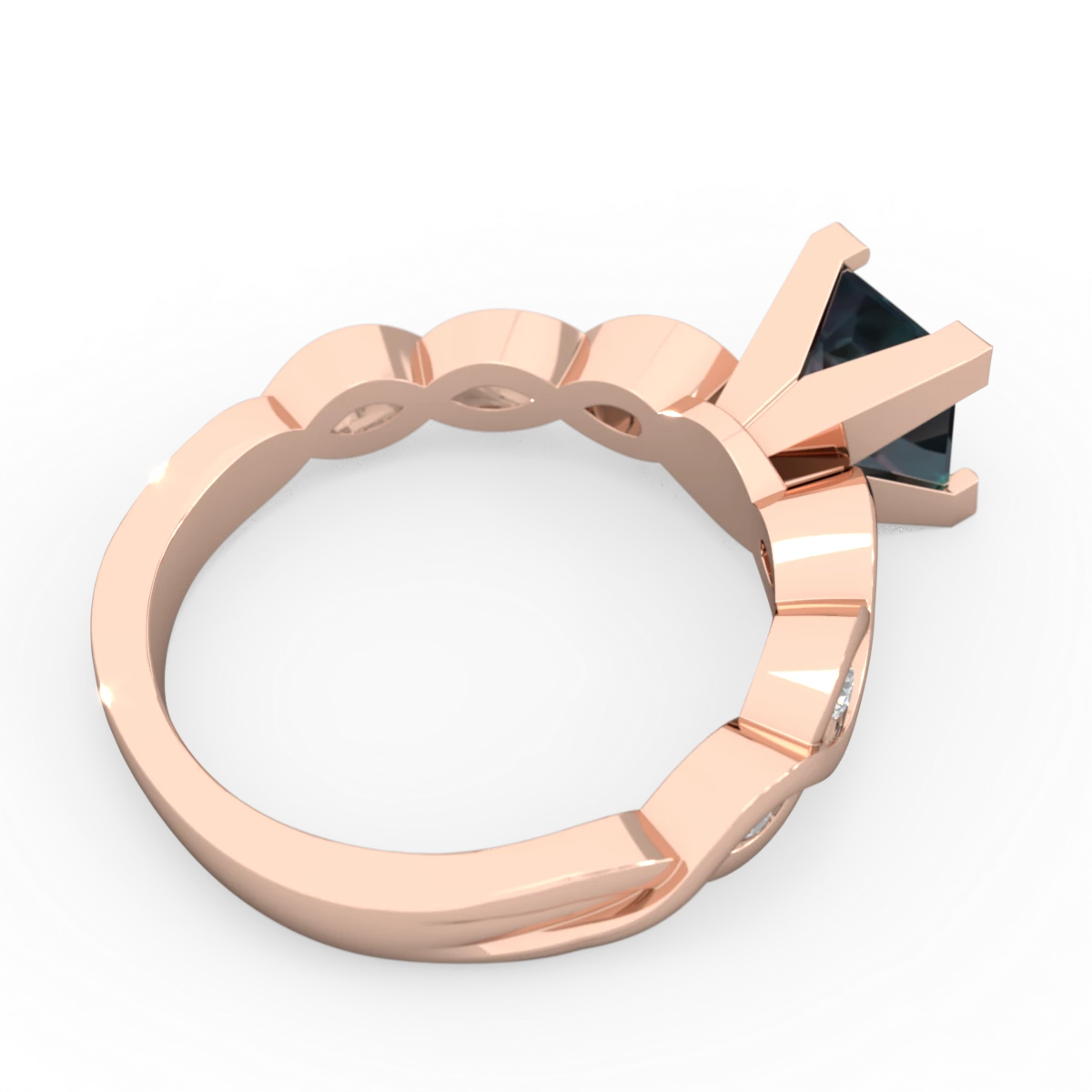Alexandrite Infinity 6Mm Princess Engagement 14K Rose Gold ring R26316SQ