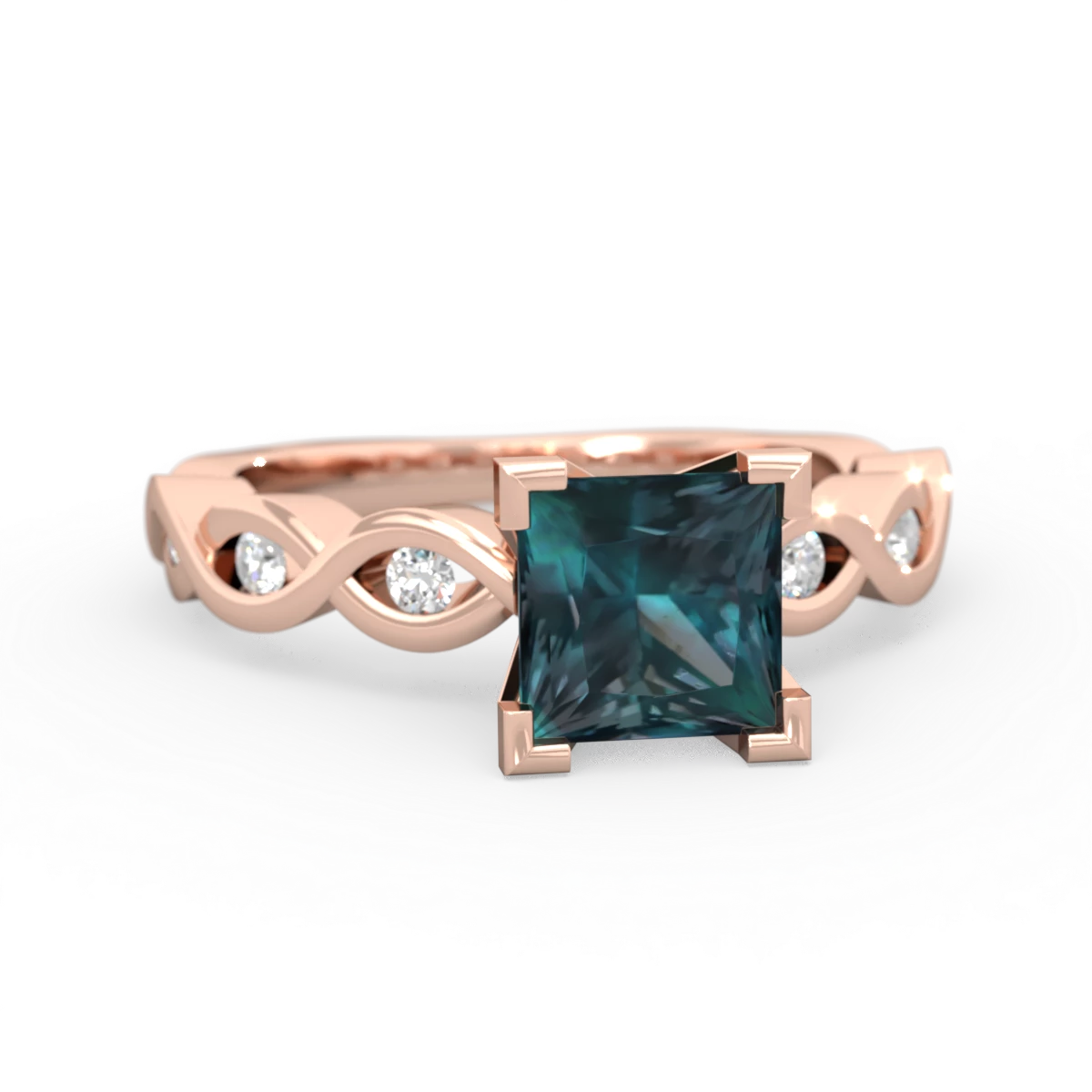 Alexandrite Infinity 6Mm Princess Engagement 14K Rose Gold ring R26316SQ