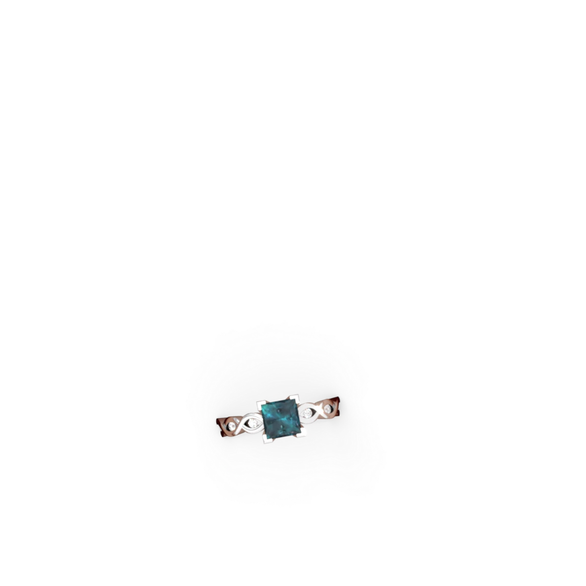 Alexandrite Infinity 6Mm Princess Engagement 14K White Gold ring R26316SQ