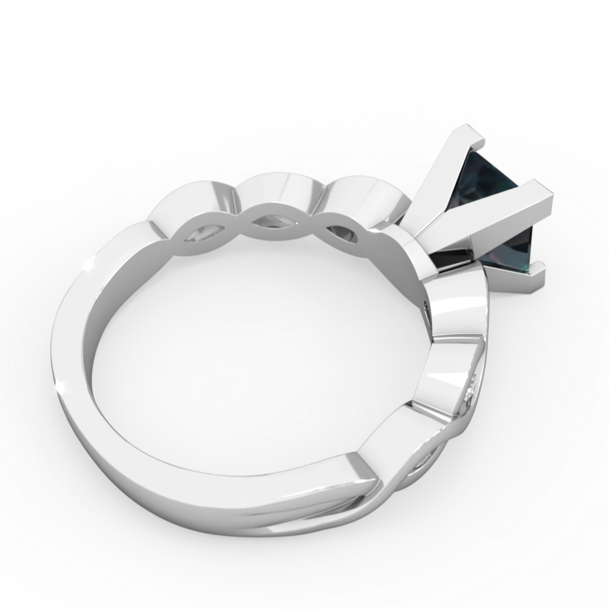 Alexandrite Infinity 6Mm Princess Engagement 14K White Gold ring R26316SQ