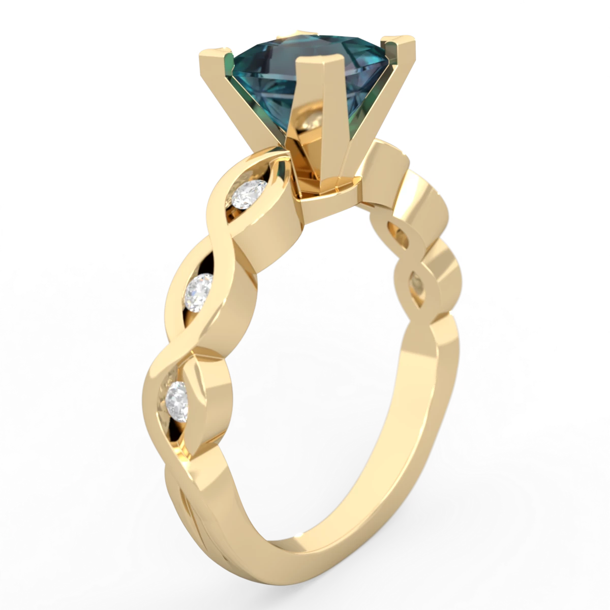 Alexandrite Infinity 6Mm Princess Engagement 14K Yellow Gold ring R26316SQ