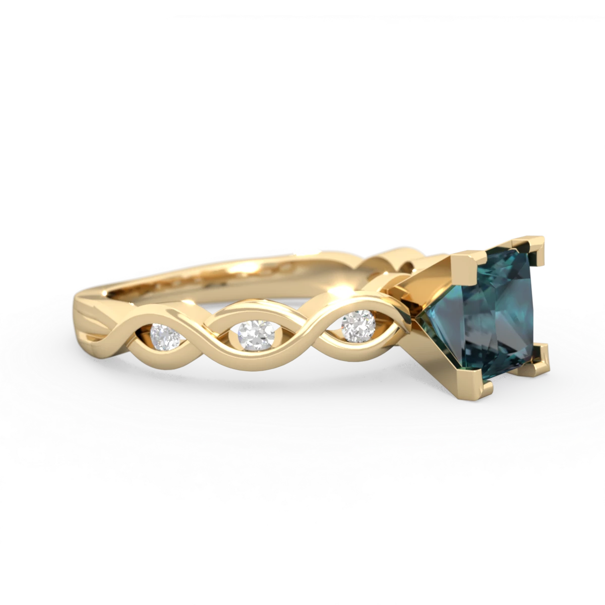 Alexandrite Infinity 6Mm Princess Engagement 14K Yellow Gold ring R26316SQ