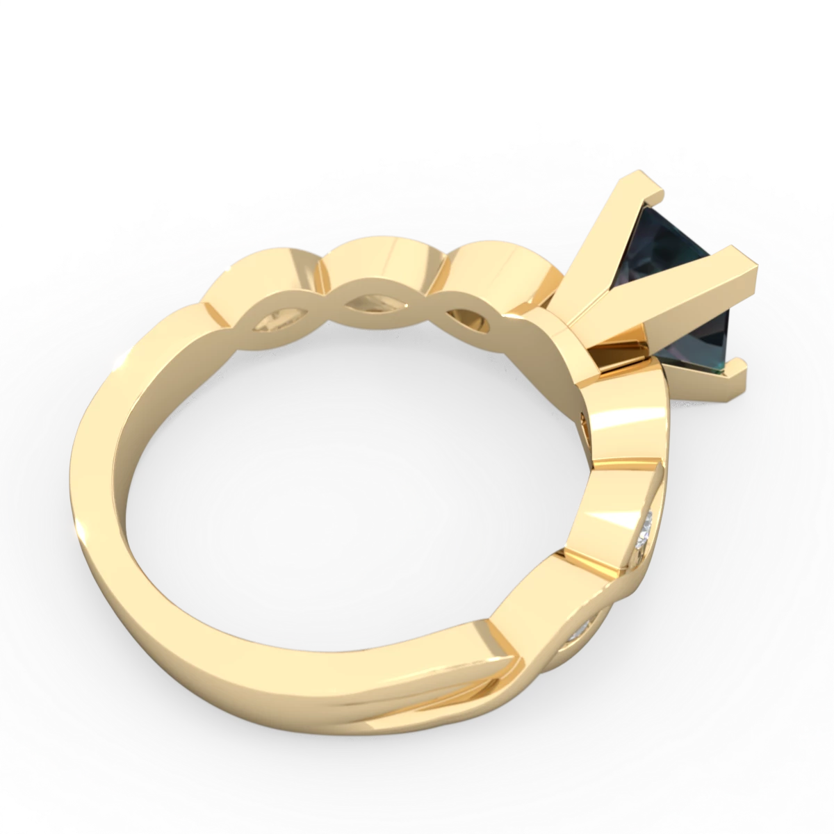 Alexandrite Infinity 6Mm Princess Engagement 14K Yellow Gold ring R26316SQ