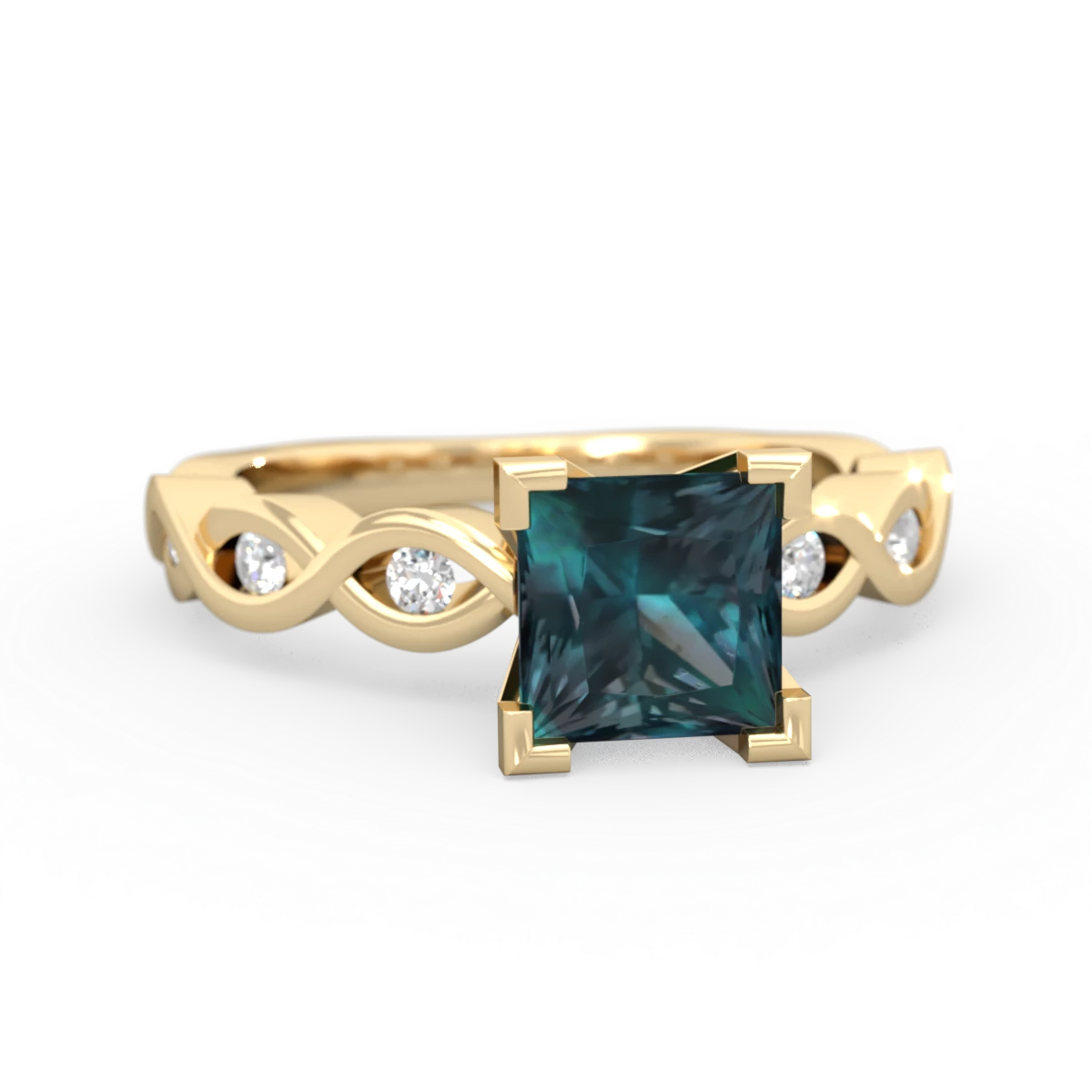 Alexandrite Infinity 6Mm Princess Engagement 14K Yellow Gold ring R26316SQ