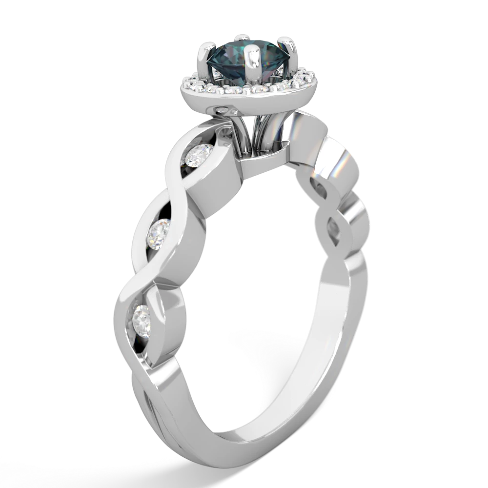 Alexandrite Infinity Halo Engagement 14K White Gold ring R26315RH