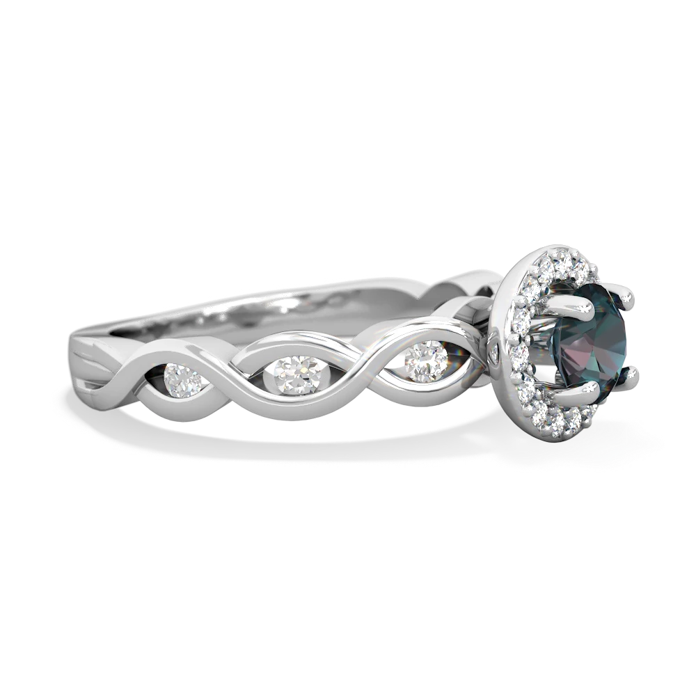 Alexandrite Infinity Halo Engagement 14K White Gold ring R26315RH