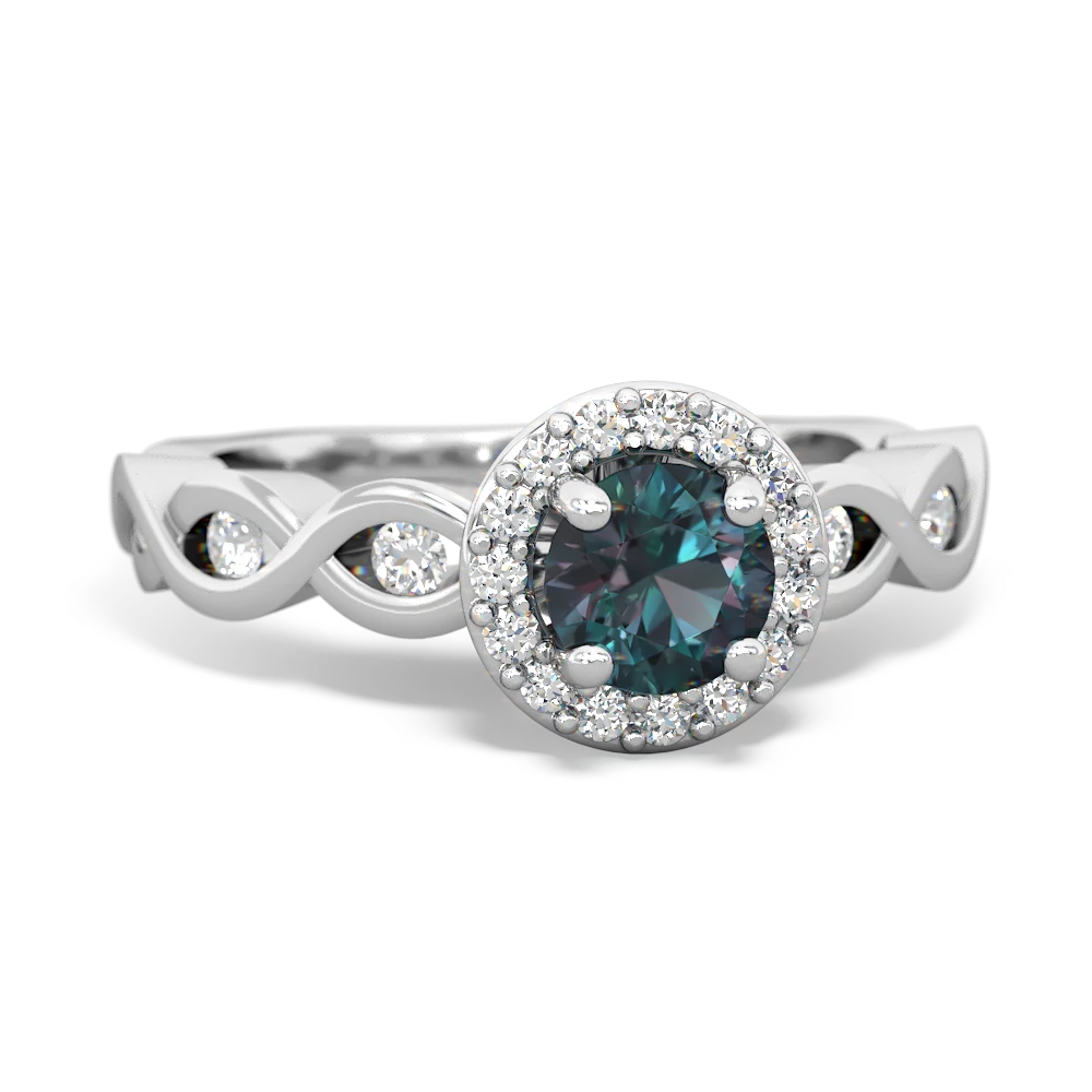 Alexandrite Infinity Halo Engagement 14K White Gold ring R26315RH