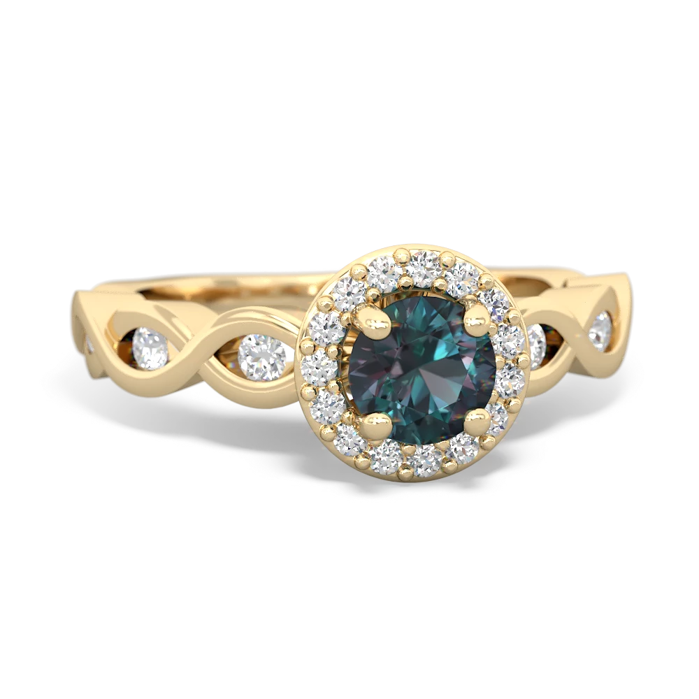 Alexandrite Infinity Halo Engagement 14K Yellow Gold ring R26315RH