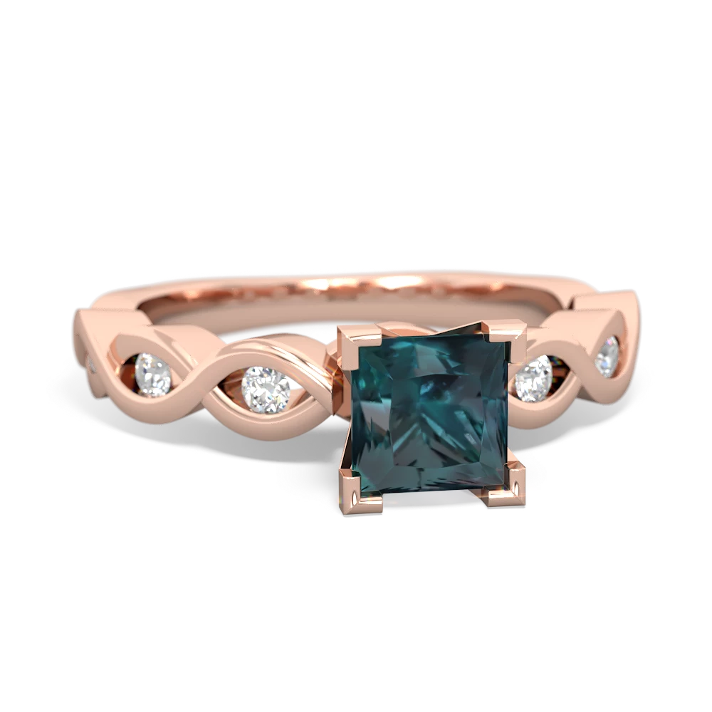 Alexandrite Infinity 5Mm Square Engagement 14K Rose Gold ring R26315SQ