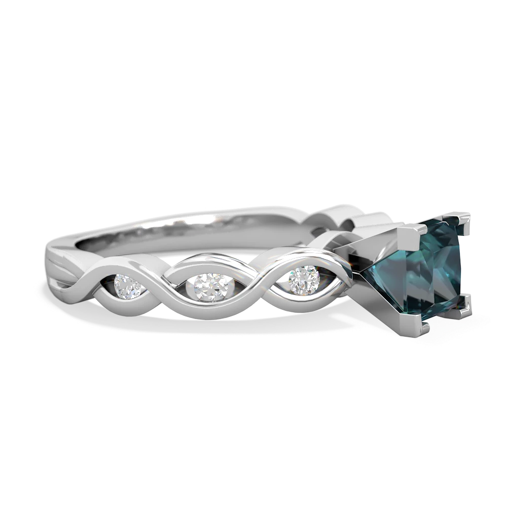 Alexandrite Infinity 5Mm Square Engagement 14K White Gold ring R26315SQ