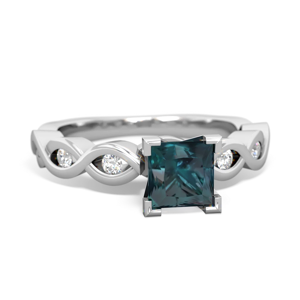 Alexandrite Infinity 5Mm Square Engagement 14K White Gold ring R26315SQ