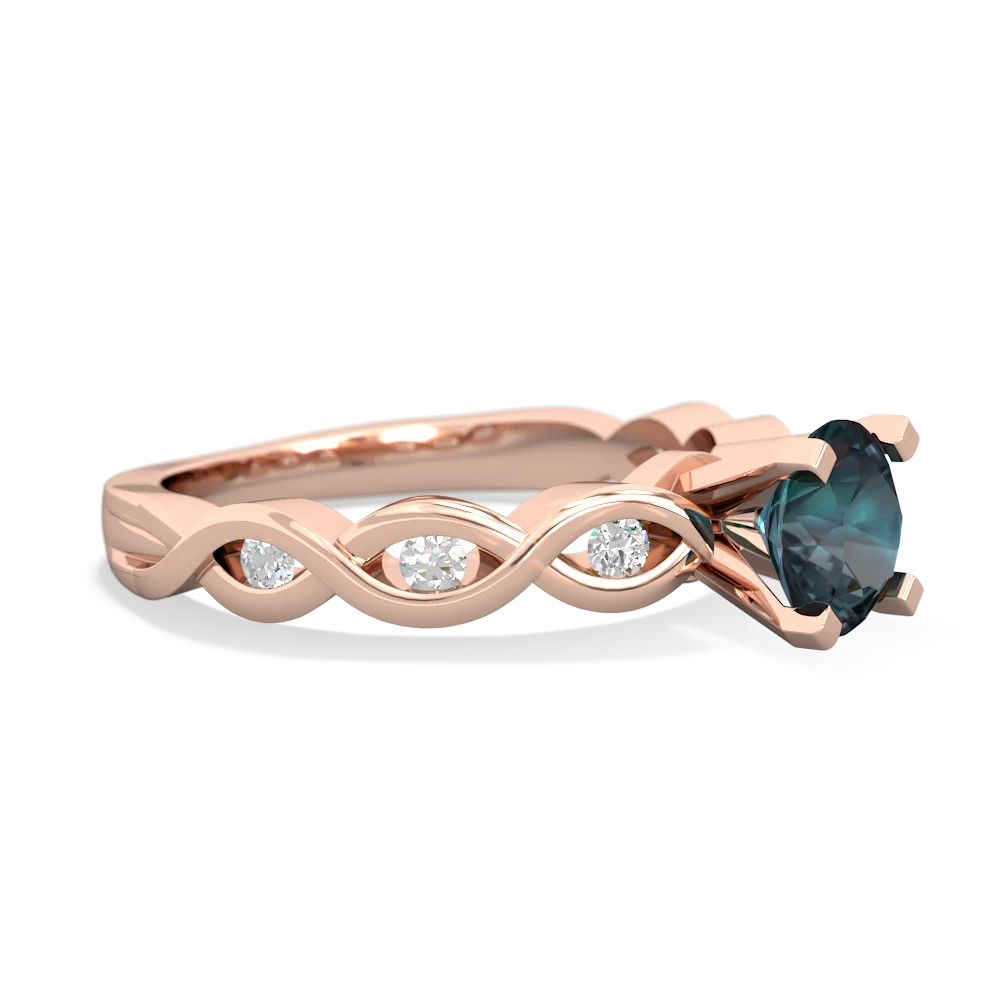 Alexandrite Infinity 6Mm Round Engagement 14K Rose Gold ring R26316RD