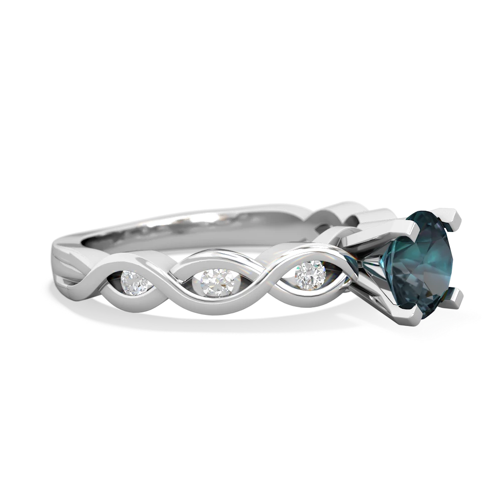 Alexandrite Infinity 6Mm Round Engagement 14K White Gold ring R26316RD