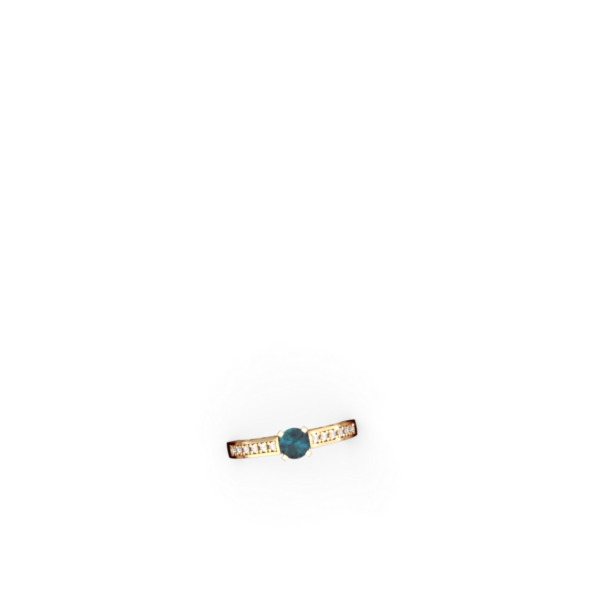 Alexandrite Art Deco Engagement 5Mm Round 14K Yellow Gold ring R26355RD