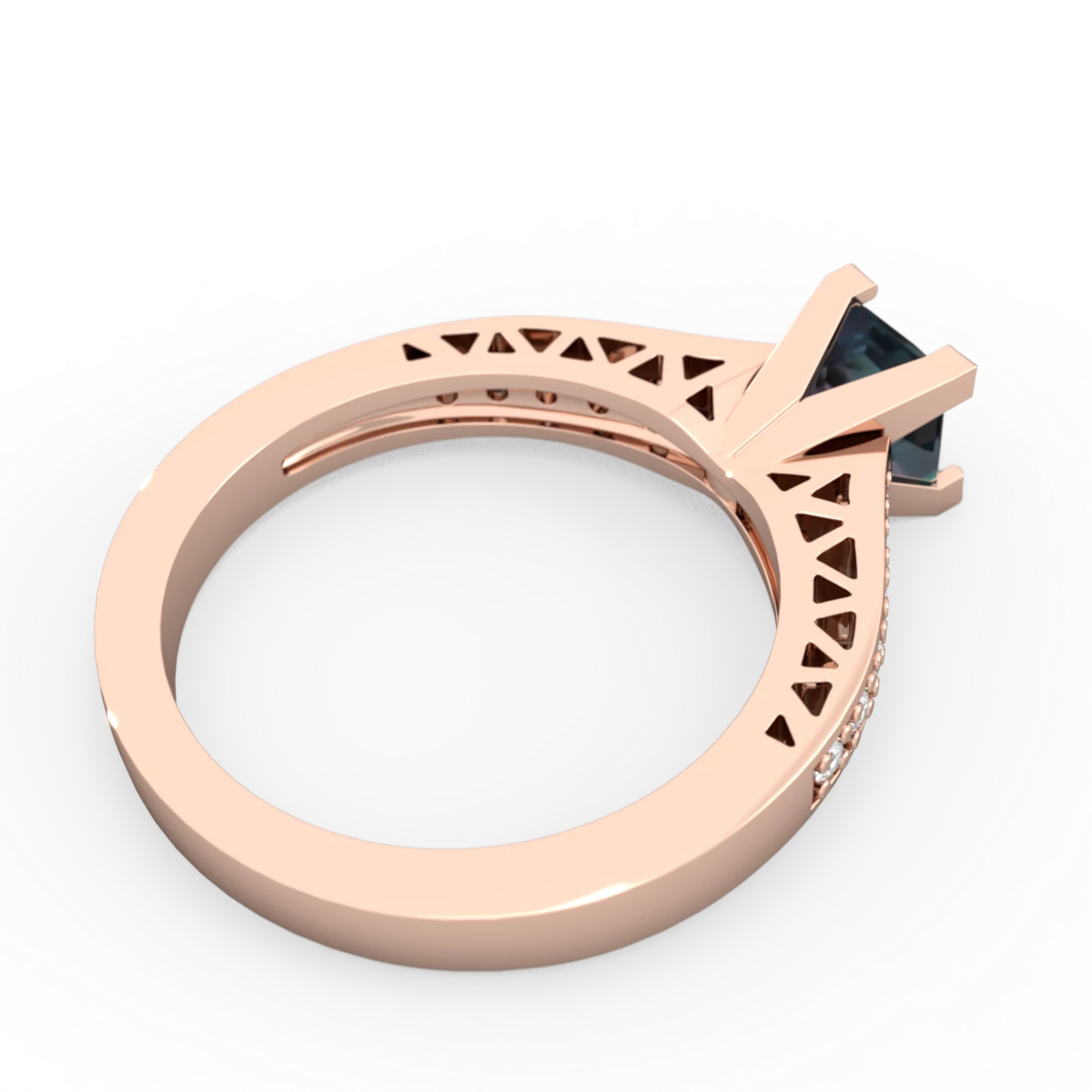 Alexandrite Art Deco Engagement 5Mm Square 14K Rose Gold ring R26355SQ