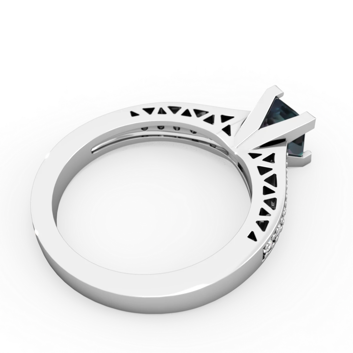 Alexandrite Art Deco Engagement 5Mm Square 14K White Gold ring R26355SQ