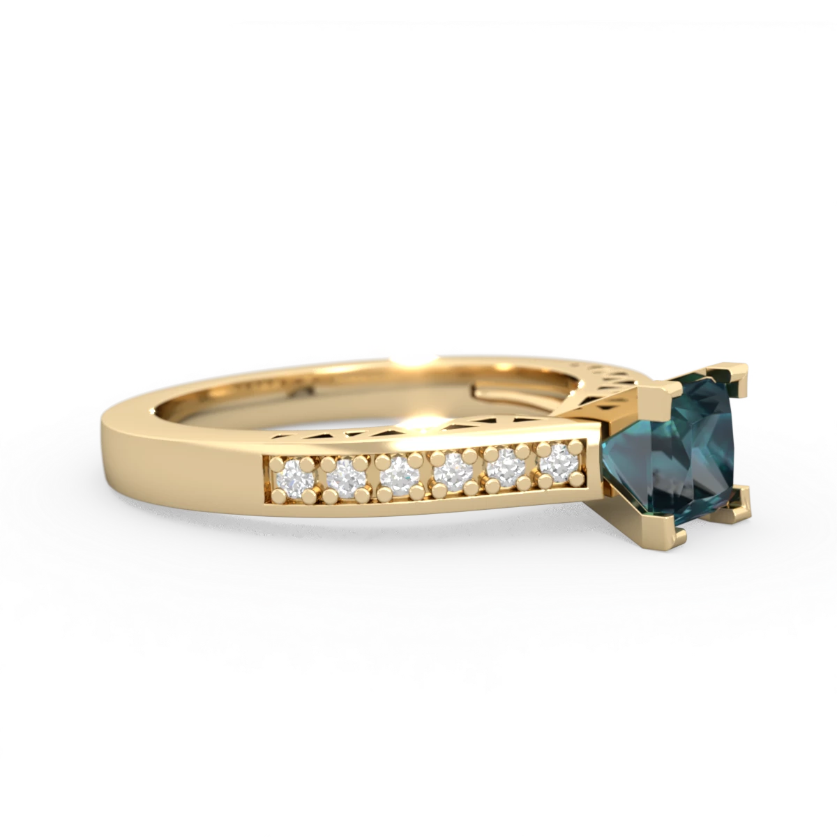 Alexandrite Art Deco Engagement 5Mm Square 14K Yellow Gold ring R26355SQ