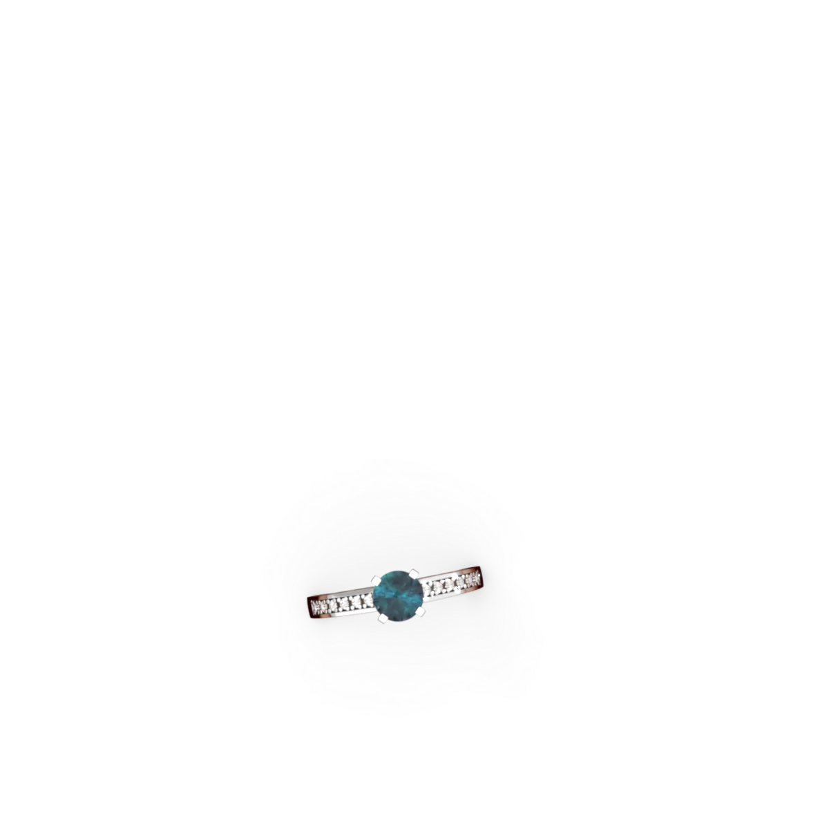 Alexandrite Art Deco Engagement 6Mm Round 14K White Gold ring R26356RD