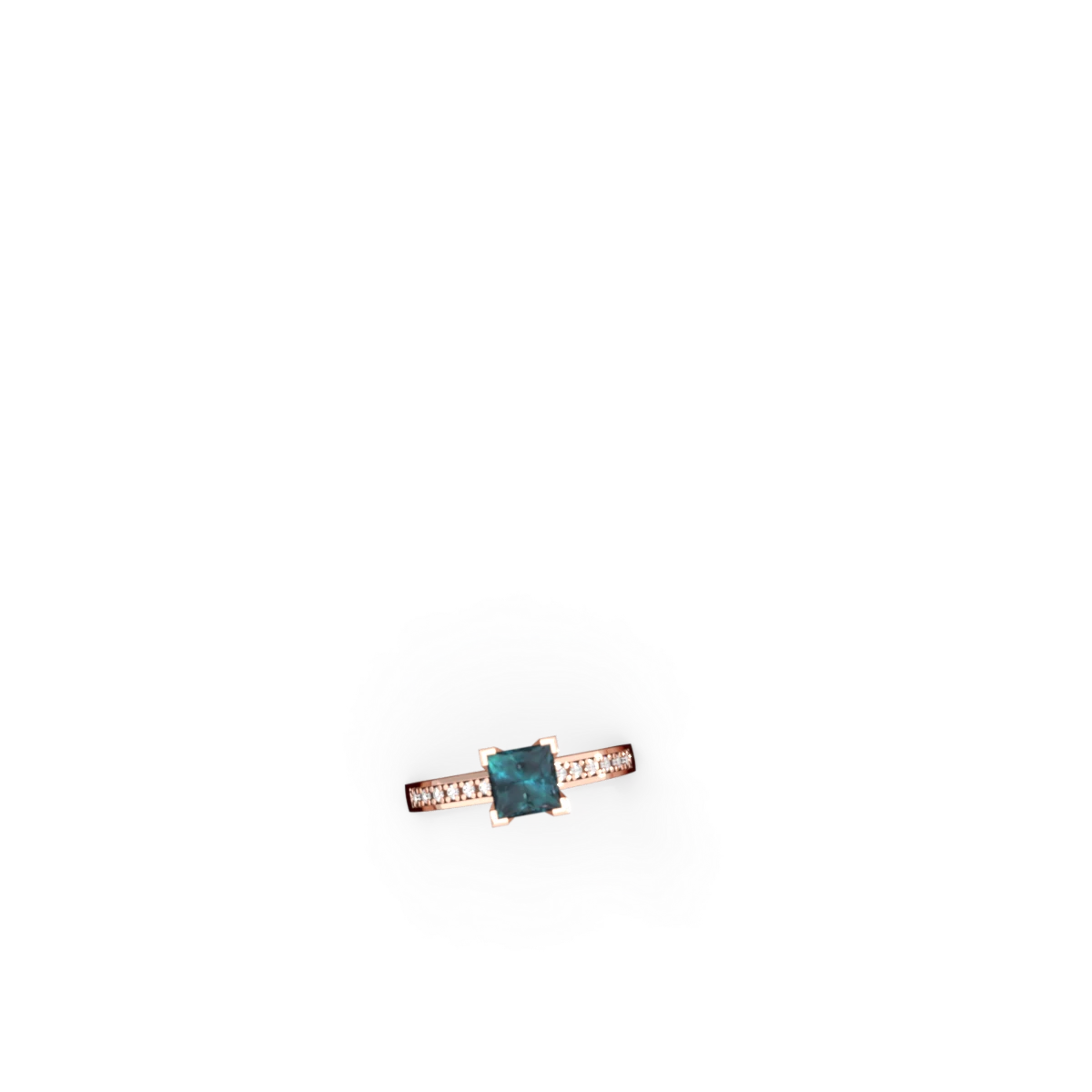 Alexandrite Art Deco Engagement 6Mm Princess 14K Rose Gold ring R26356SQ