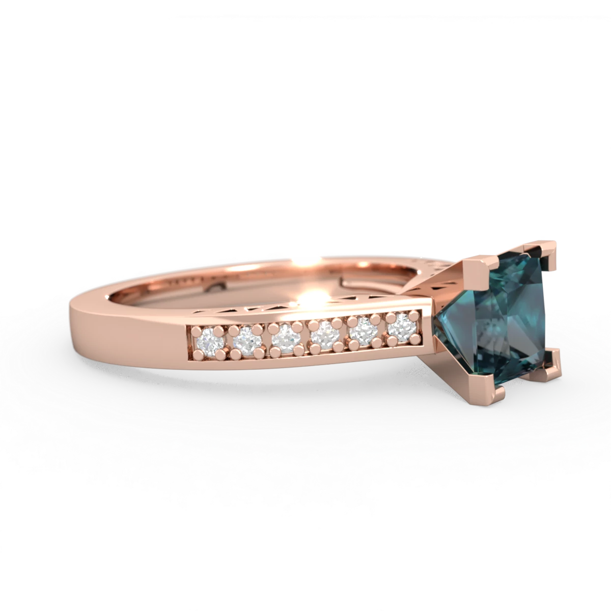 Alexandrite Art Deco Engagement 6Mm Princess 14K Rose Gold ring R26356SQ