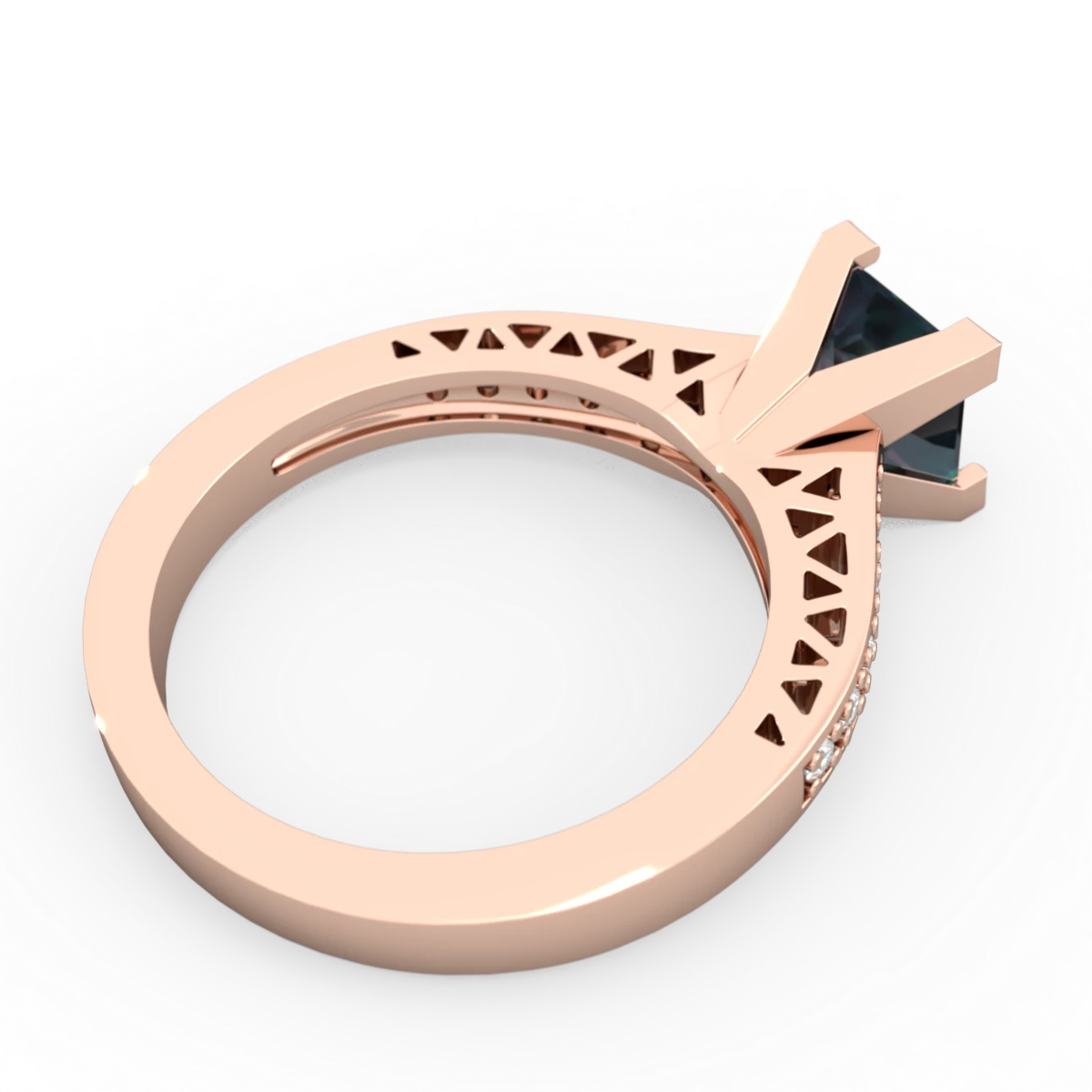 Alexandrite Art Deco Engagement 6Mm Princess 14K Rose Gold ring R26356SQ