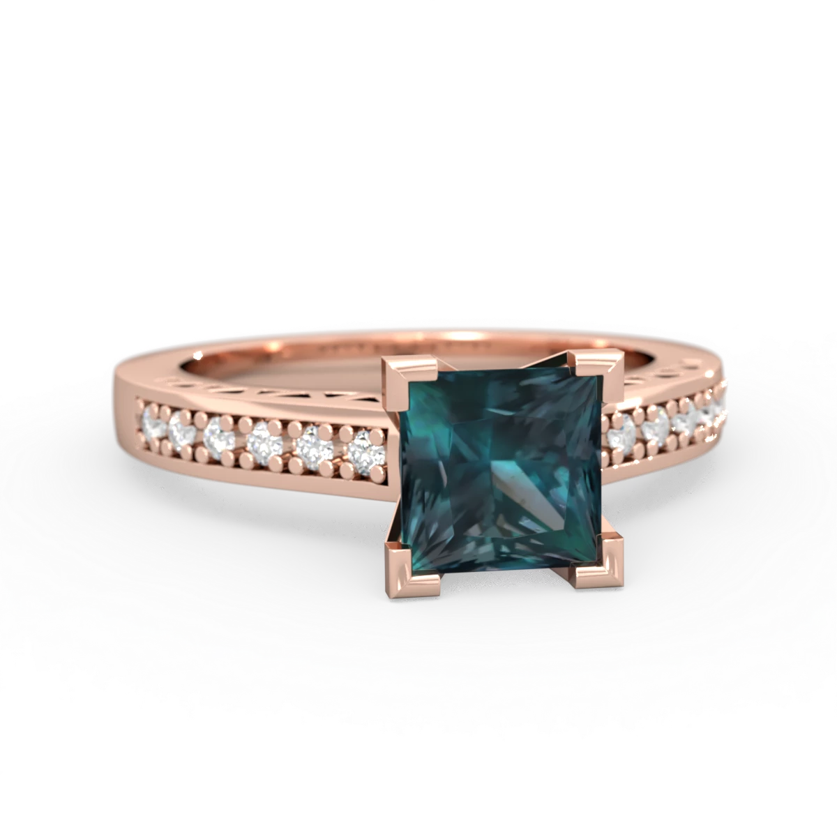 Alexandrite Art Deco Engagement 6Mm Princess 14K Rose Gold ring R26356SQ