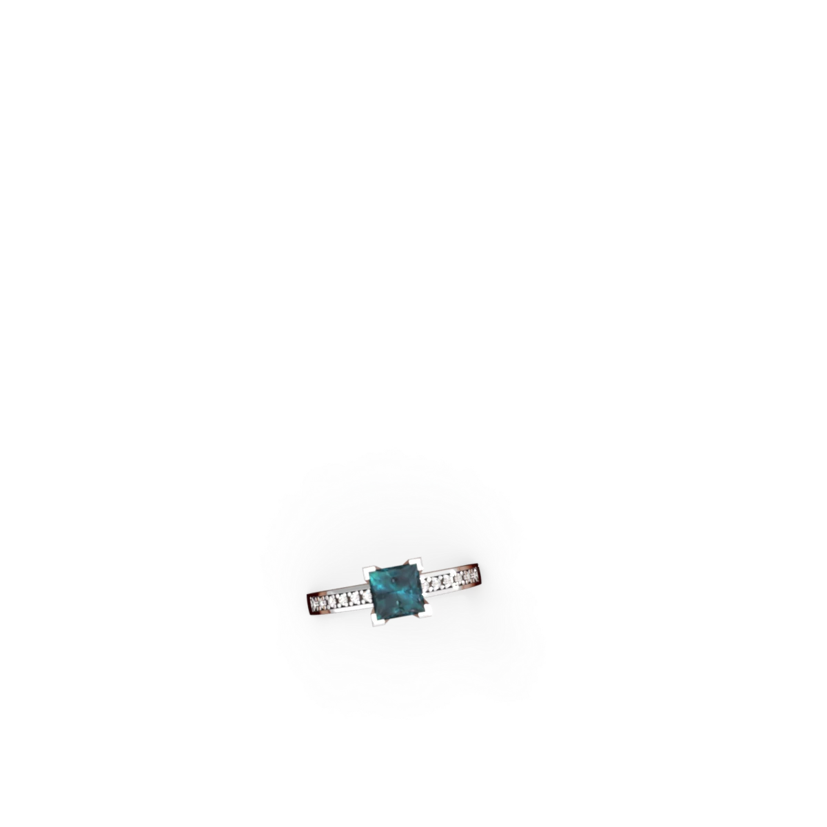 Alexandrite Art Deco Engagement 6Mm Princess 14K White Gold ring R26356SQ