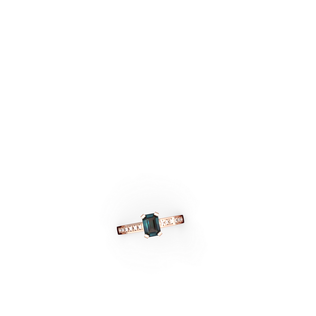 Alexandrite Art Deco Engagement 7X5mm Emerald-Cut 14K Rose Gold ring R26357EM