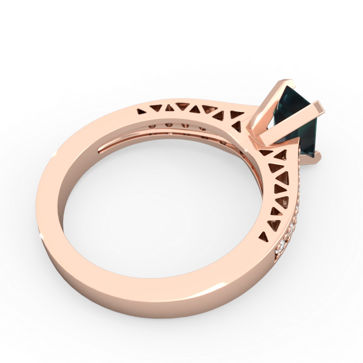 Alexandrite Art Deco Engagement 7X5mm Emerald-Cut 14K Rose Gold ring R26357EM