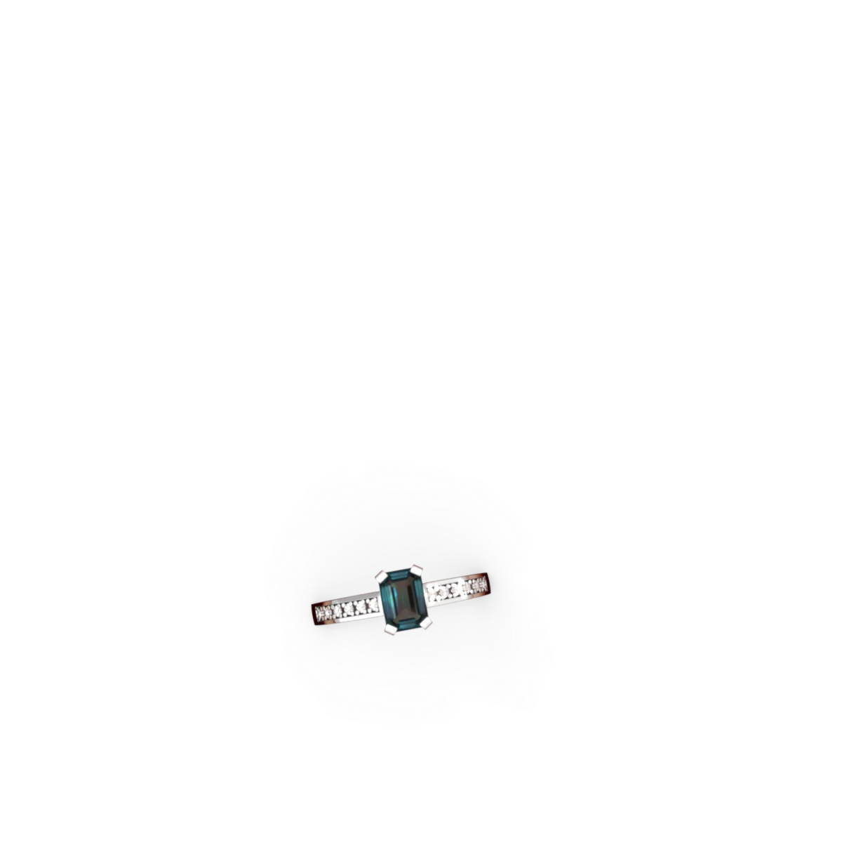 Alexandrite Art Deco Engagement 7X5mm Emerald-Cut 14K White Gold ring R26357EM