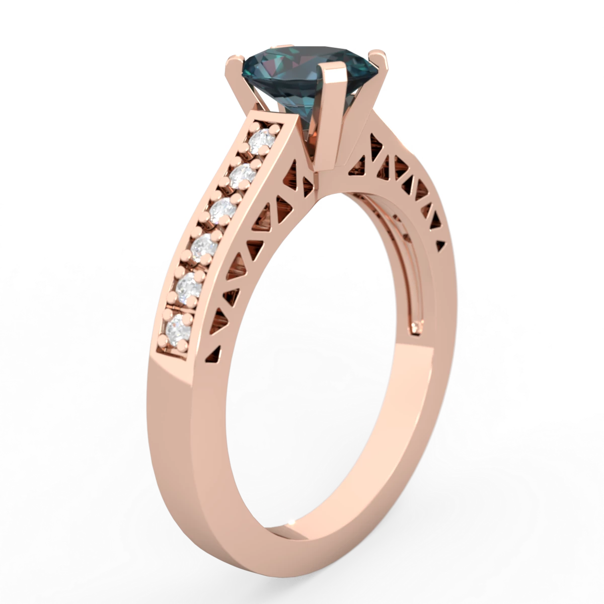 Alexandrite Art Deco Engagement 7X5mm Oval 14K Rose Gold ring R26357VL