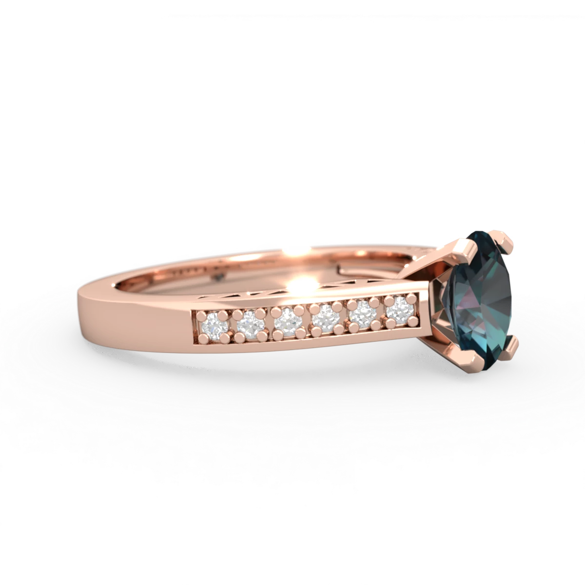Alexandrite Art Deco Engagement 7X5mm Oval 14K Rose Gold ring R26357VL