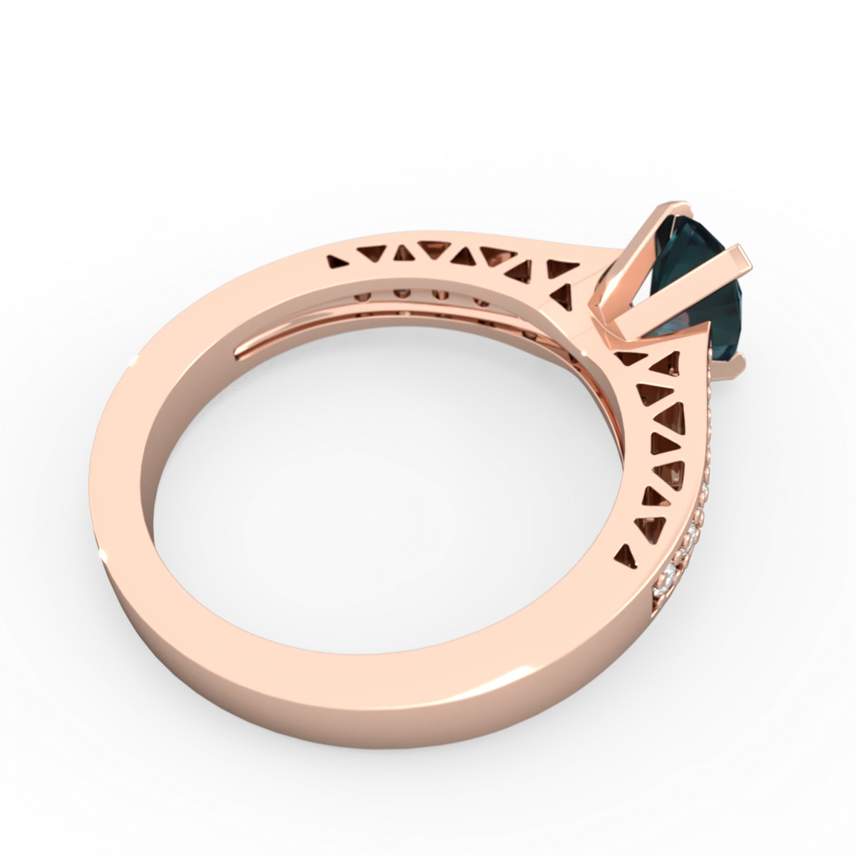 Alexandrite Art Deco Engagement 7X5mm Oval 14K Rose Gold ring R26357VL