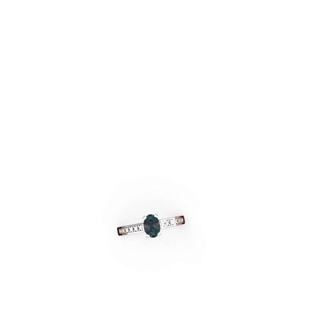 Alexandrite Art Deco Engagement 7X5mm Oval 14K White Gold ring R26357VL