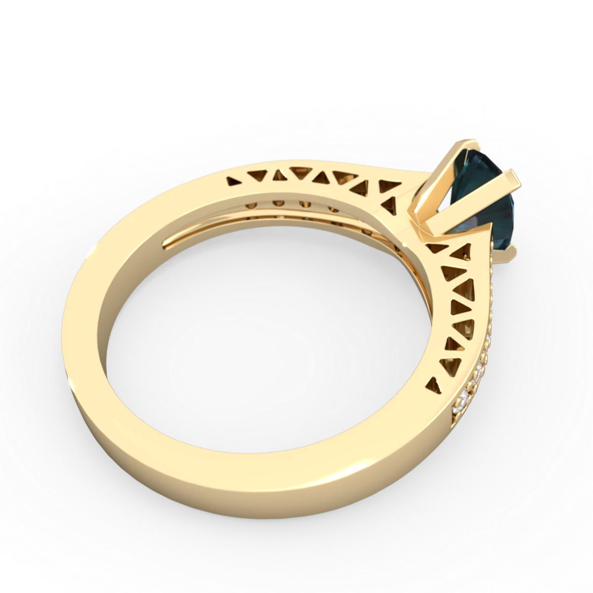 Alexandrite Art Deco Engagement 7X5mm Oval 14K Yellow Gold ring R26357VL