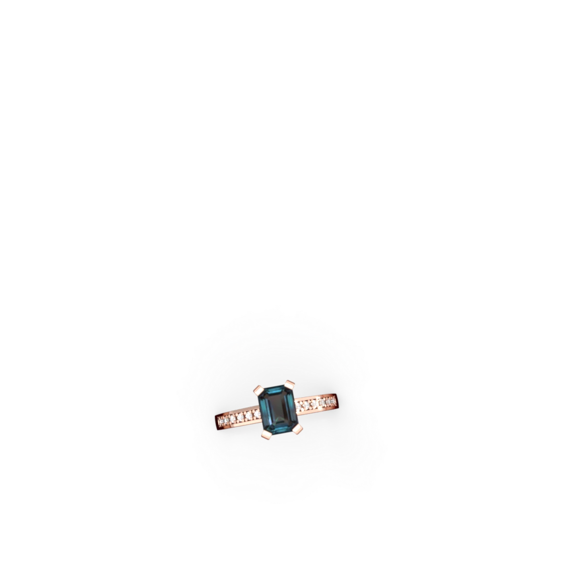 Alexandrite Art Deco Engagement 8X6mm Emerald-Cut 14K Rose Gold ring R26358EM