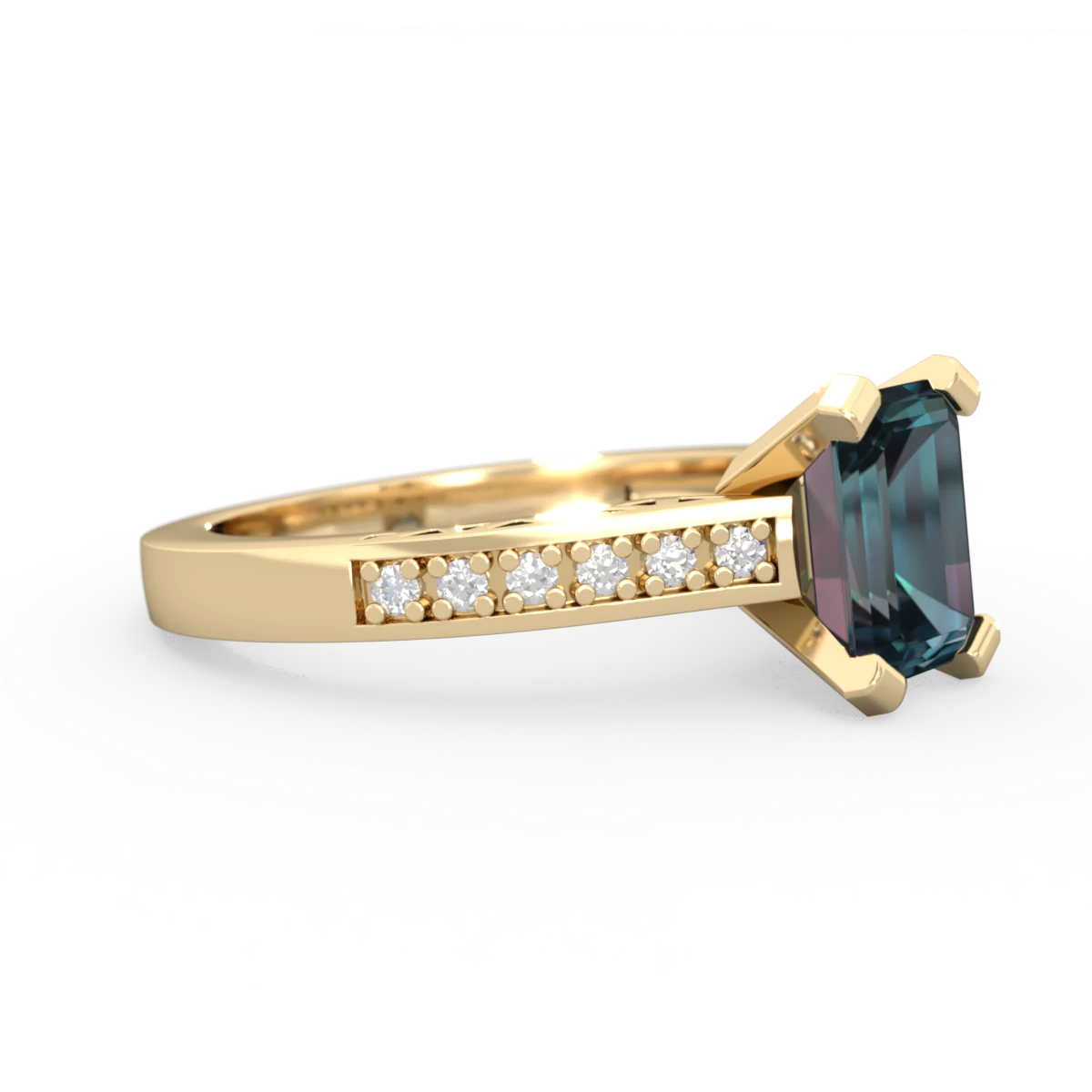 Alexandrite Art Deco Engagement 8X6mm Emerald-Cut 14K Yellow Gold ring R26358EM