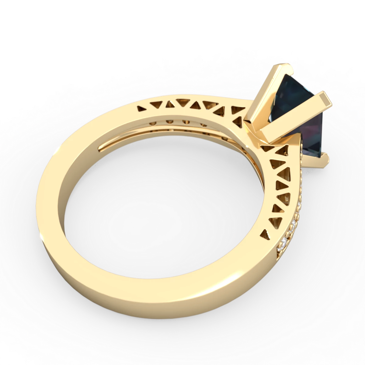 Alexandrite Art Deco Engagement 8X6mm Emerald-Cut 14K Yellow Gold ring R26358EM