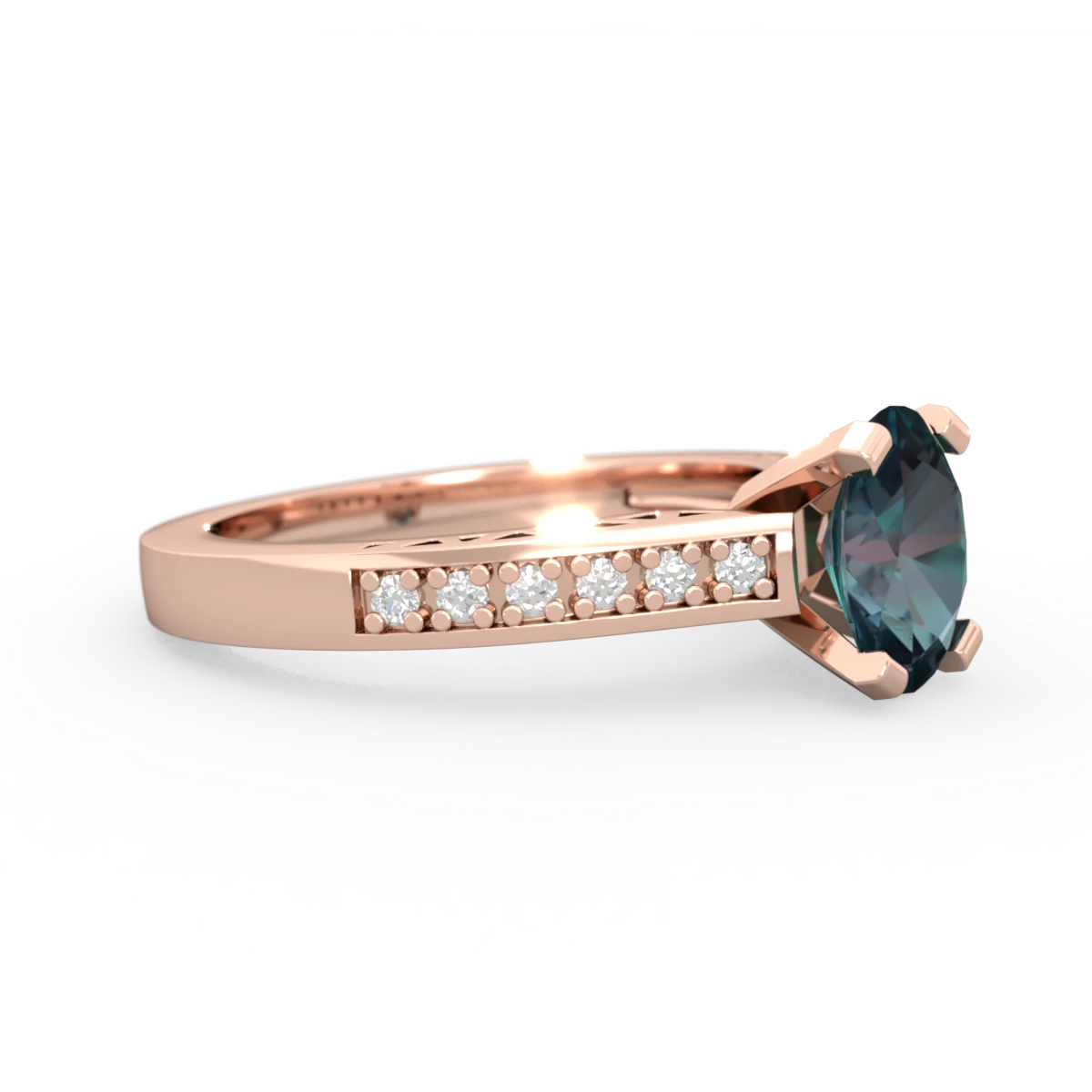 Alexandrite Art Deco Engagement 8X6mm Oval 14K Rose Gold ring R26358VL