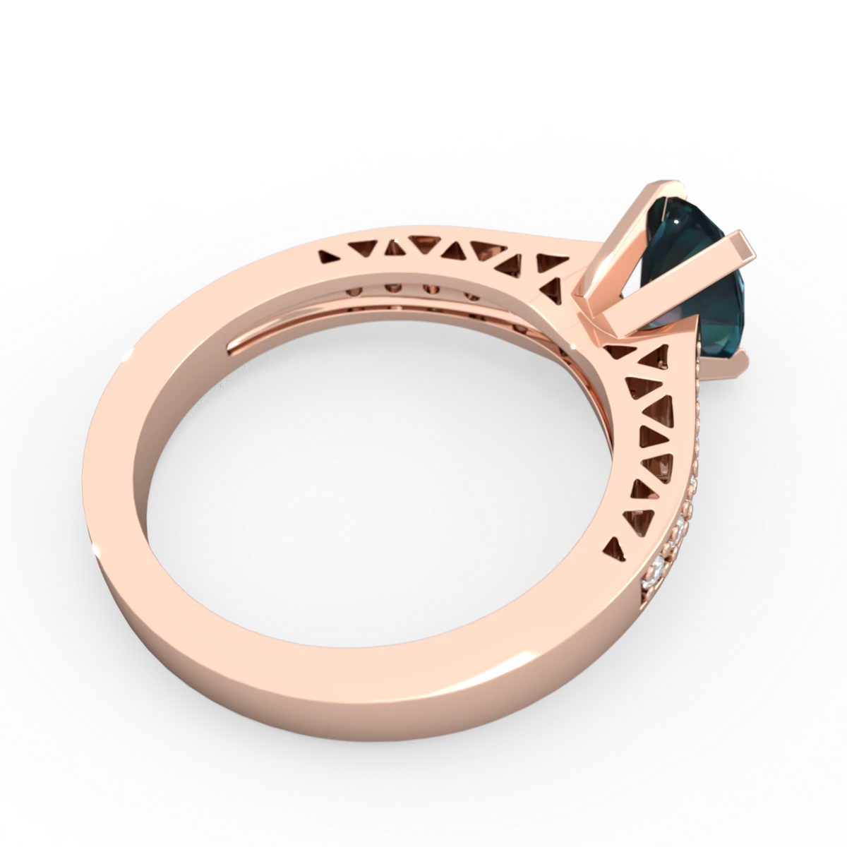 Alexandrite Art Deco Engagement 8X6mm Oval 14K Rose Gold ring R26358VL