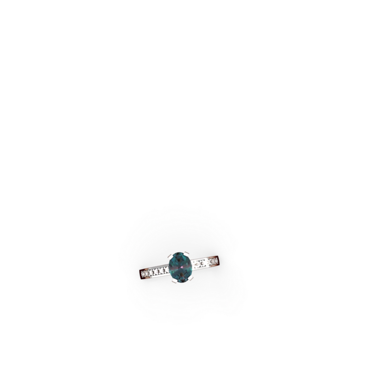 Alexandrite Art Deco Engagement 8X6mm Oval 14K White Gold ring R26358VL