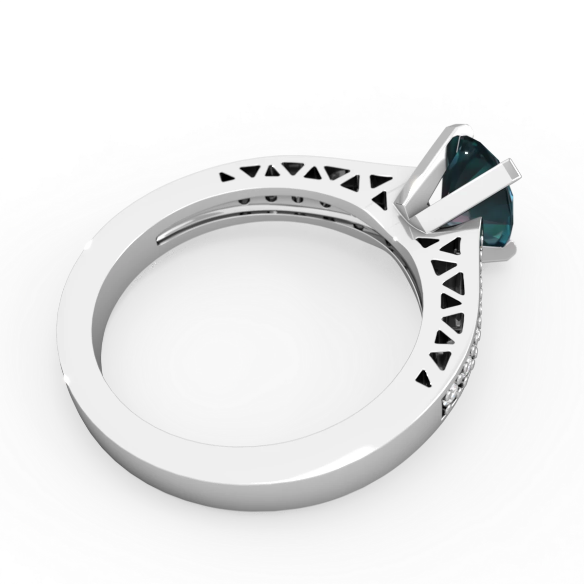 Alexandrite Art Deco Engagement 8X6mm Oval 14K White Gold ring R26358VL