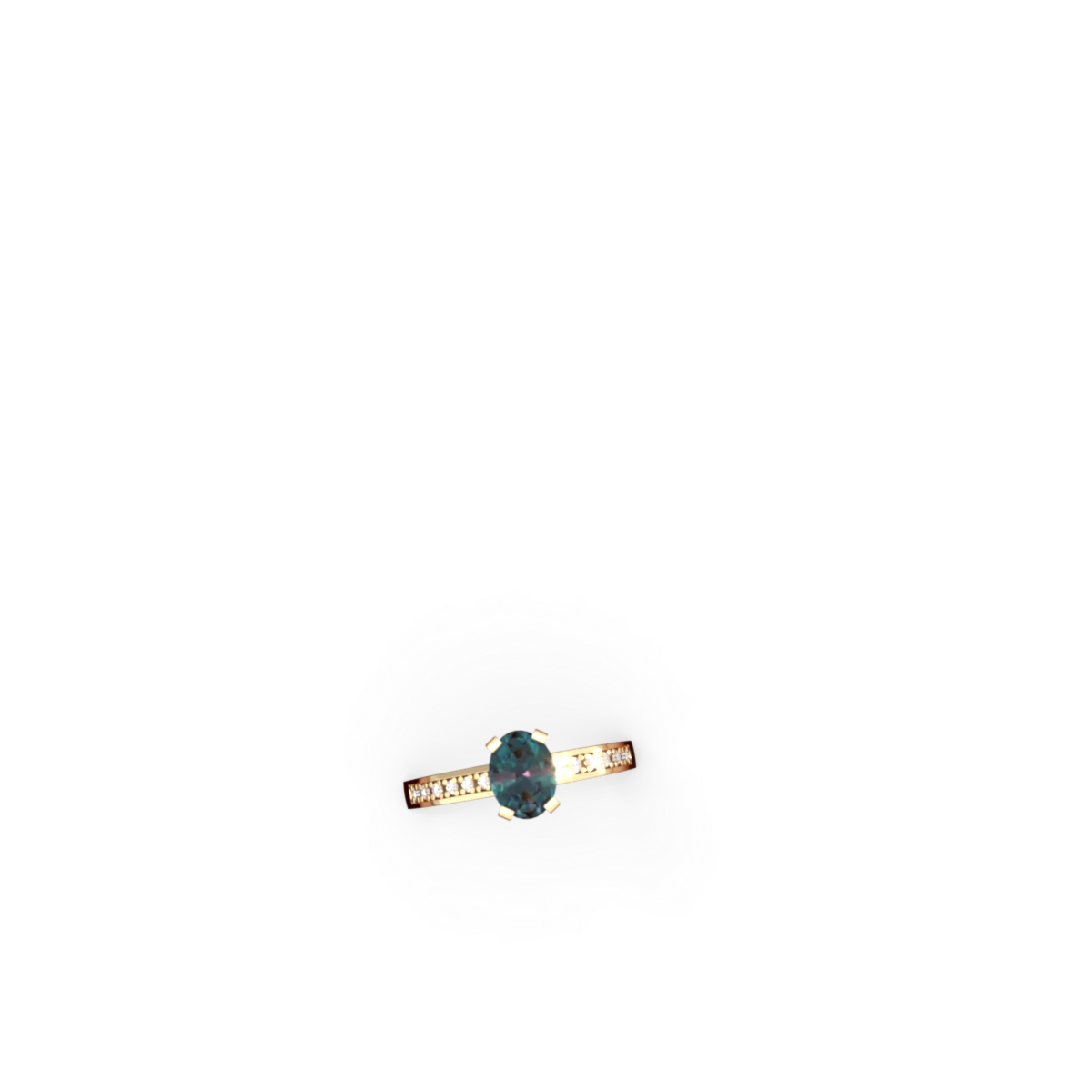 Alexandrite Art Deco Engagement 8X6mm Oval 14K Yellow Gold ring R26358VL