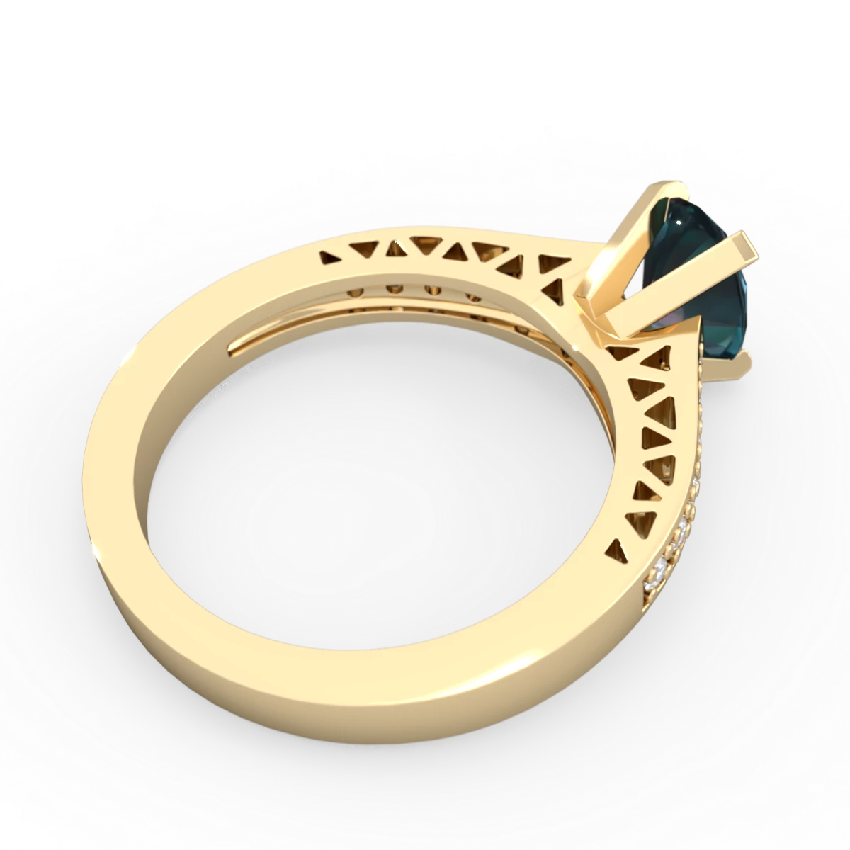 Alexandrite Art Deco Engagement 8X6mm Oval 14K Yellow Gold ring R26358VL