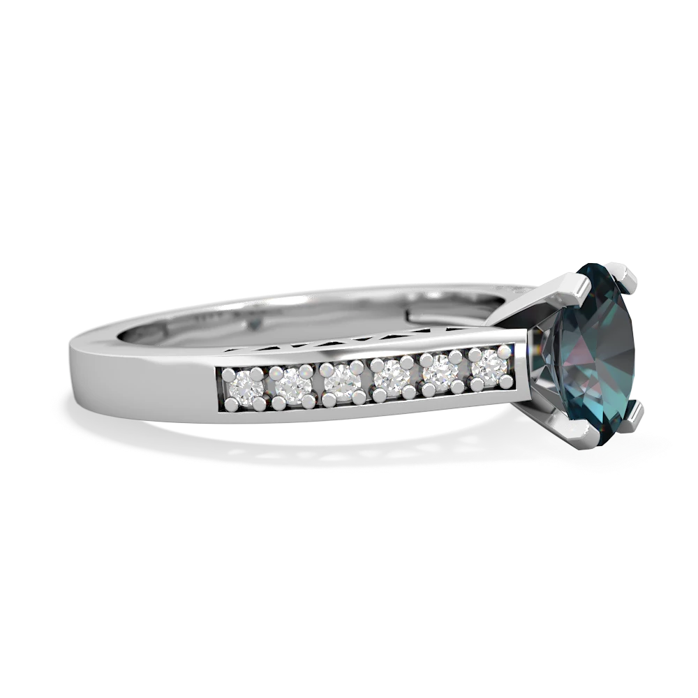 Alexandrite Art Deco Engagement 7X5mm Oval 14K White Gold ring R26357VL