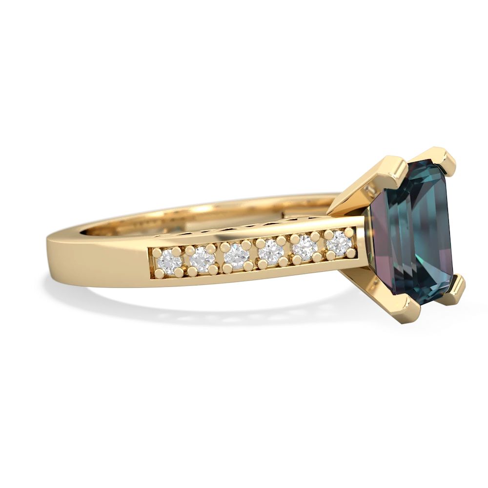 Alexandrite Art Deco Engagement 8X6mm Emerald-Cut 14K Yellow Gold ring R26358EM